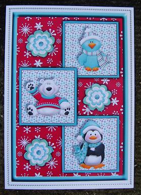 Christmas Animals Three Square Quick Card by Kerry Sawyers