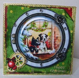 Christmas Vintage Steampunk Dogs by Kerry Sawyers