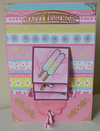 Pink Ice Cream Waterfall Card by Kerry Sawyers