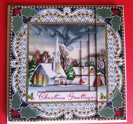 Christmas Church 1 Spiral Edge Stacker 8x8 Card Front Kit by Kerry Sawyers