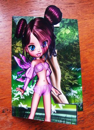 Lunette Fairy A5 Shaped Front Print and Fold Card by Kerry Sawyers