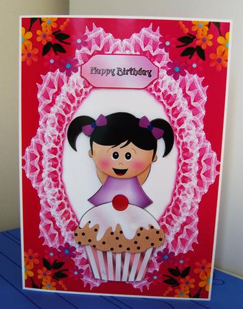 Cute Cupcake Quick Card Front with Decoupage by Kerry Sawyers