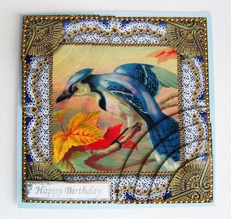 Mr Kingfisher Vintage 6 Inch Duo Corner Stack Card Front by Kerry Sawyers