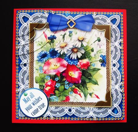 Wildflowers Blue Deep Lace 6inch Duo Corner Stack Card Front by Kerry Sawyers