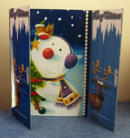 Cheeky Robin with Snowman, Gatefold by Kerry Sawyers