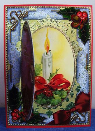 Christmas Candle Holly A5 Locket Card Front by Kerry Sawyers
