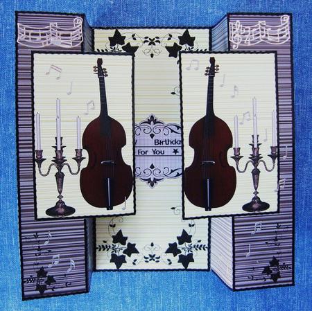 Candle Light and Music Double Fold Back Card by Kerry Sawyers