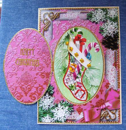 Christmas Stocking Snow A5 Locket Card Front by Kerry Sawyers