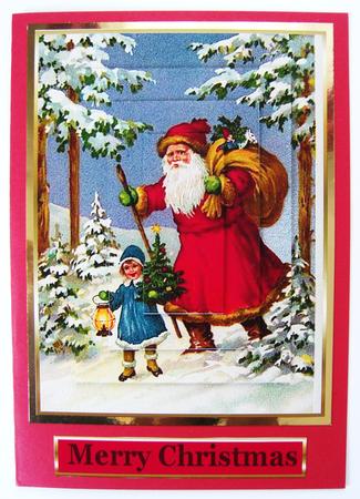 Christmas Vintage Santas on His Way Pyramid Topper by Kerry Sawyers