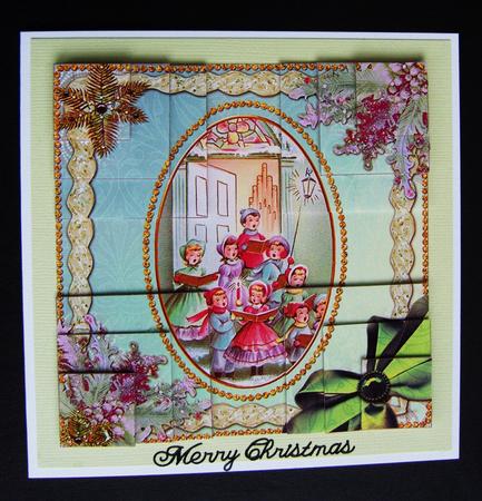 Carol Singers Ice All 4 Corner Stacker Card Front by Kerry Sawyers