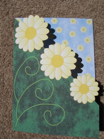 Three Daisies Cut & Fold Corner Card by Kerry West