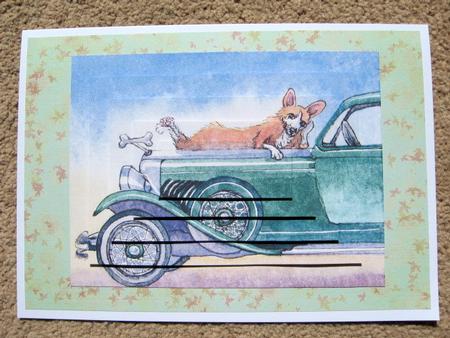 Corgi Dog Lying on Classic Car Pyramid Topper by Kerry West
