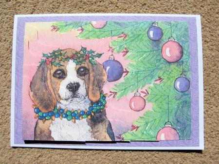 Beagle Proud of His Colour Sense with Christmas Decorations by Kerry West