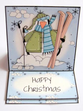 Brand New Penguin & Snowballs Christmas 5 Minute Easel Card by Kerry West