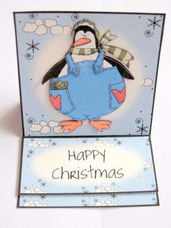Brand New Penguin & Snowballs Christmas 5 Minute Easel Card by Kerry West