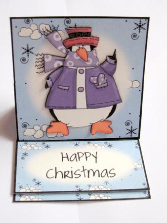 Brand New Penguin & Snowballs Christmas 5 Minute Easel Card by Kerry West
