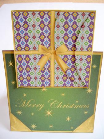Christmas Present Vertical Fold Back Green by Kerry West