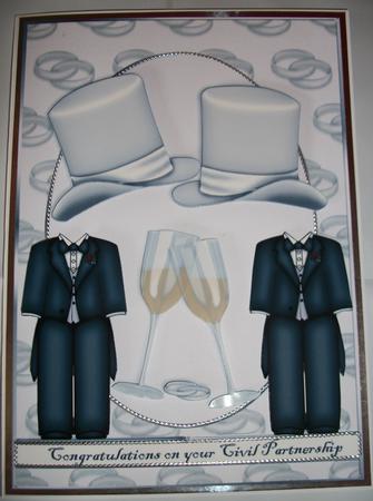 Male Civil Partnership Top Hats and Wine by Kerry Woodward