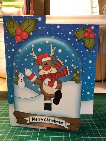 Christmas 3D Shaped No-Hole Fold Back Mini Kit - Rudolph is having a Snowball Fight by Kerryn Dowling