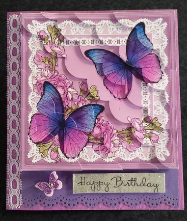 8 x 8 Butterflies and Flowers on Lace Scalloped Corner Kit by Keryl Horwath