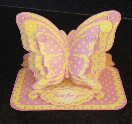 Layered Butterfly Easel - Lemon & Lilac Polka Dots by Keryl Horwath