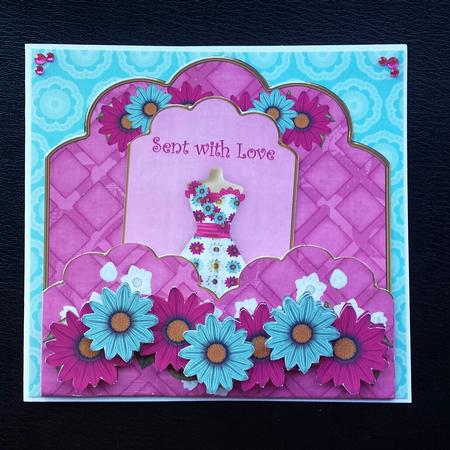 Cerise Daisy Sent with Love Scallop Fashion Tag Cf Mini Kit by Keryl Horwath