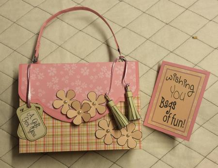 3D Pastel Gingham & Flowers Handbag Treat or Favour Box Kit by Keryl Horwath