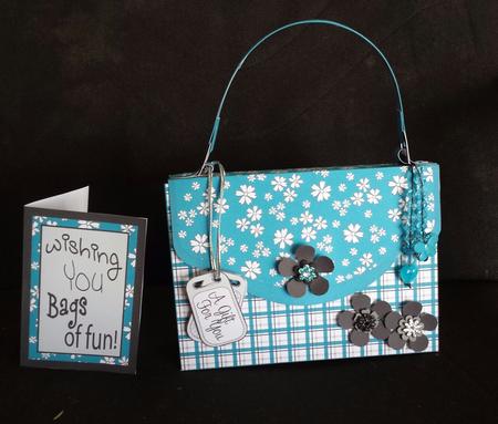 3D Gingham & Flowers Handbag Treat or Favour Box Kit by Keryl Horwath