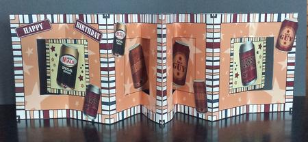 3D Cans of Beer Accordion Swing Card by Keryl Horwath