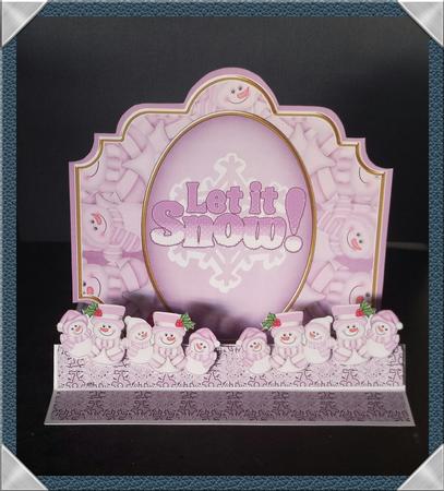 Christmas Lilac Snowmen 3D Easel Card Mini Kit by Keryl Horwath