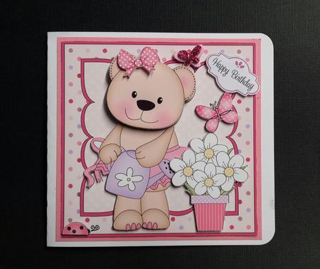 8 x 8 3D Livvy Bear's Flowers Mini Kit with 3D Decoupage by Keryl Horwath