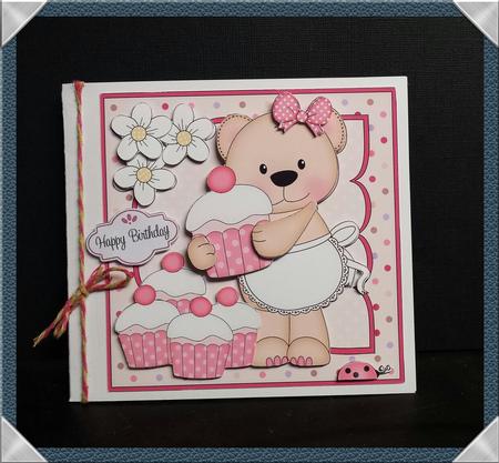 8 x 8 3D Livvy Bear's Cupcakes Mini Kit with 3D Decoupage by Keryl Horwath