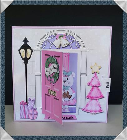 3D Xmas Teddy Tess's Pud Animated Moveable Open Door Card K by Keryl Horwath