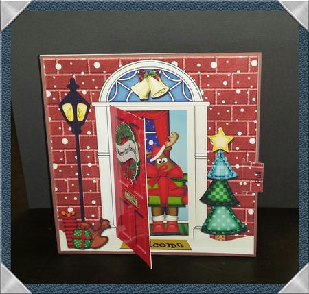 3D Xmas Rudolph's Present Animated Moveable Open Door by Keryl Horwath