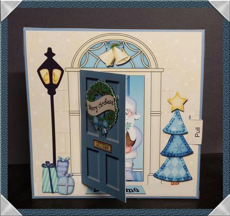 3D Xmas Santa's Pudding Animated Moveable Open Door Card Kit by Keryl Horwath