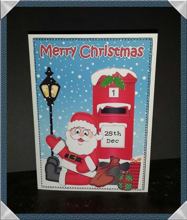 Christmas Santa Postbox 5x7 3D Decoupage by Keryl Horwath