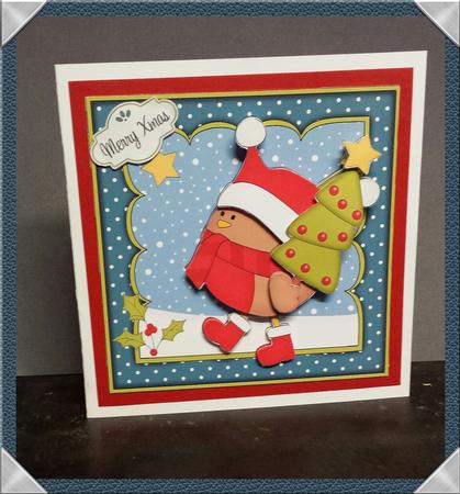 8x8 Xmas Bobbin Robin Xmas Tree Mini Kit 3D Decoupage Featured Gallery Photo