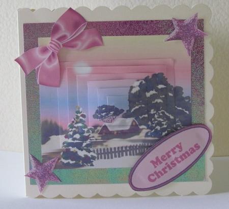 Pretty Snow Scene in Pink Oblong Pyramids by Kevin Boulton