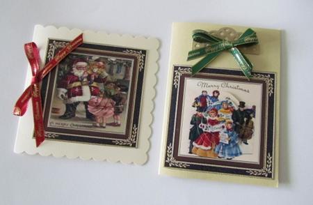 Christmas Vintage 5x5ins Toppers x 2 by Kevin Boulton
