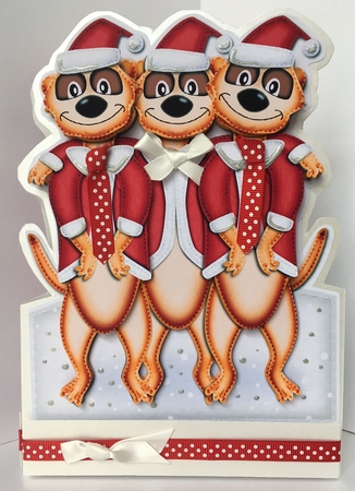 3D Xmas Meerkats Shaped Card with Decoupage by KiJu KiJu