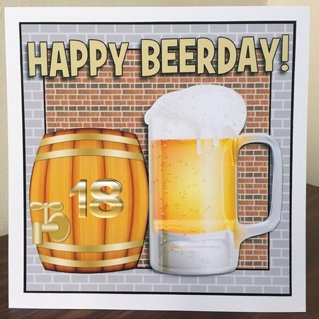 HAPPY BEERDAY! Birthday card mini kit - BEER & BARREL CARD by KiJu KiJu