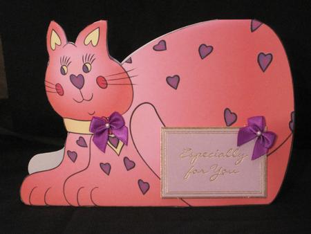 Pink Pussy Cat Shaped Card by KiJu KiJu