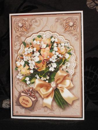 Peach Bouquet on a Broderie Anglaise Mat Decoupage by KiJu KiJu