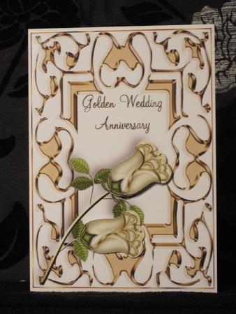 Golden Wedding Rose Quick Card Front with Decoupage by KiJu KiJu