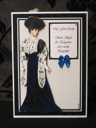 Lady in Blue, Cream and Black Card Front by KiJu KiJu