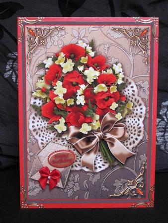 Poppy Bouquet on a Broderie Anglaise Mat Decoupage by KiJu KiJu