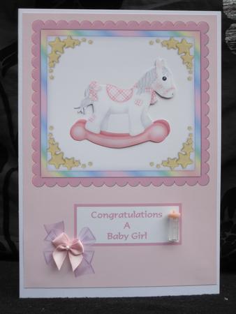 Baby Girl Rocking Horse Card by KiJu KiJu