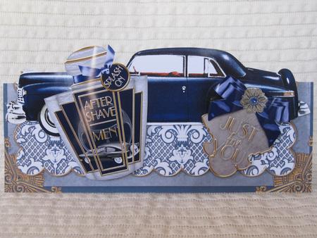 Mens Blue Aftershave Large Dl Ote with Decoupage Card Kit by KiJu KiJu