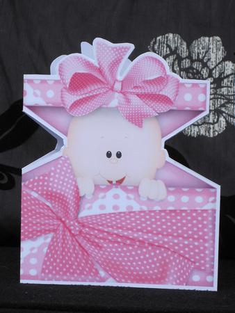 Baby Girl Present Shaped Card by KiJu KiJu