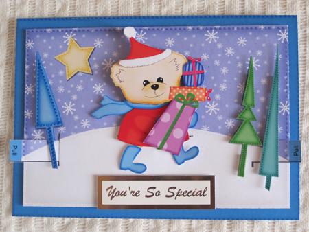 3D Xmas Teddy Animated Moveable Decoupage Card Kit by KiJu KiJu